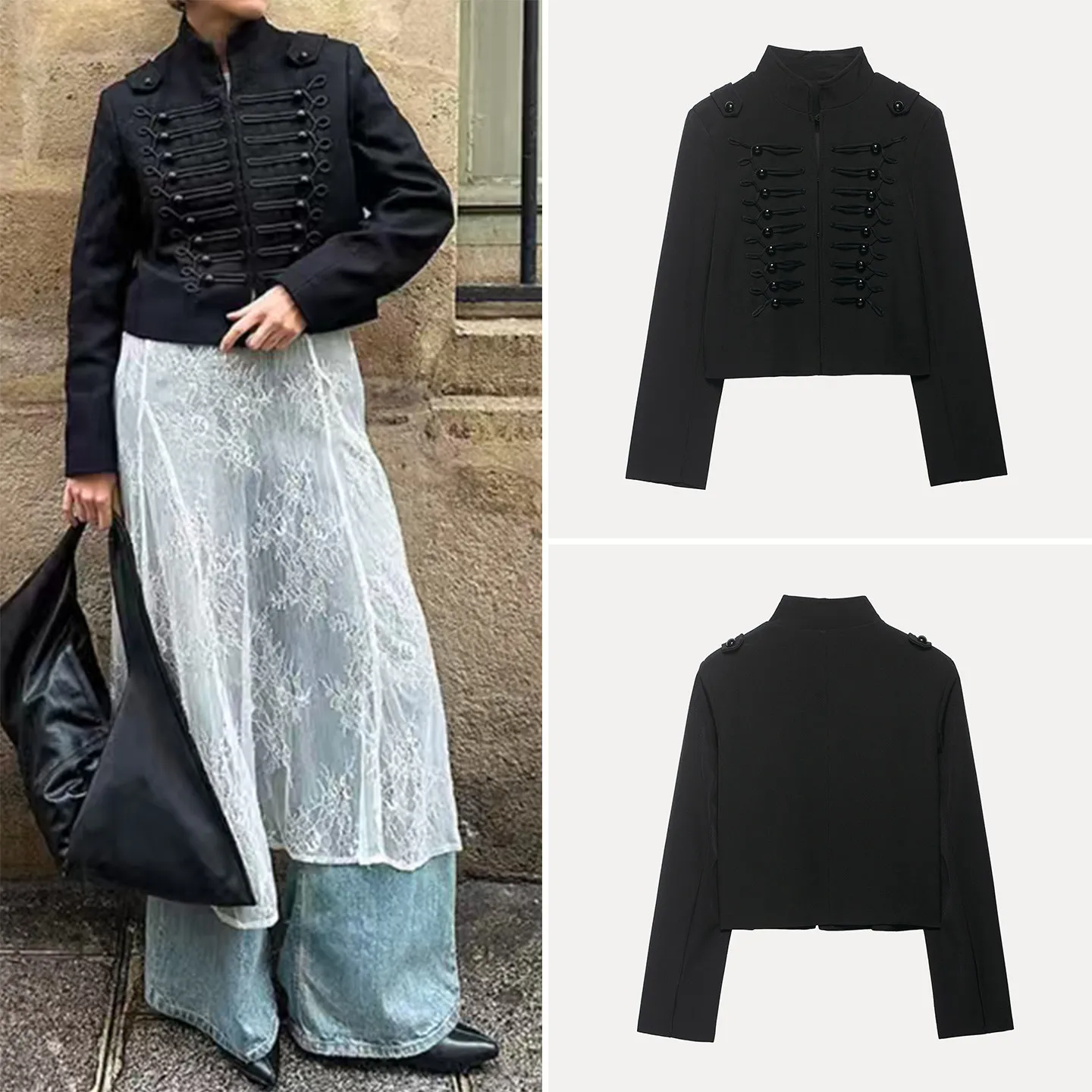 

Fashionable Pure Color Short Coat Women's Spring 2026 Double Button Jacket Elegant Simple Style ZADATA Standard Fit Outerwear