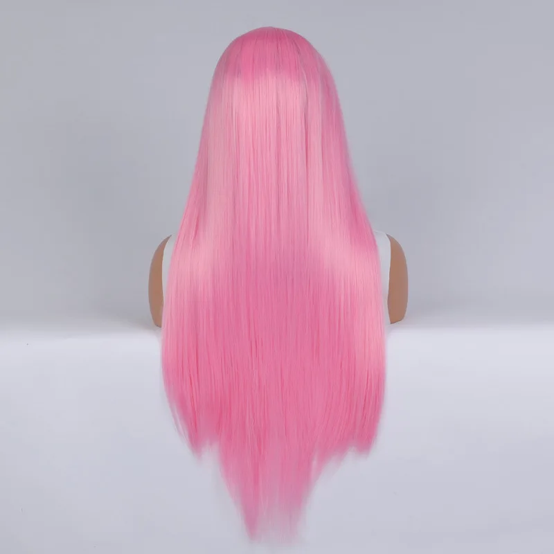 Lange gerade Cosplay-Perücke mit Mittelteil, Frau, Anime, Ombre, Hallowmas, Lolita, synthetische Perücke, rosa, rot, hitzebeständiges Haar – Detail 3