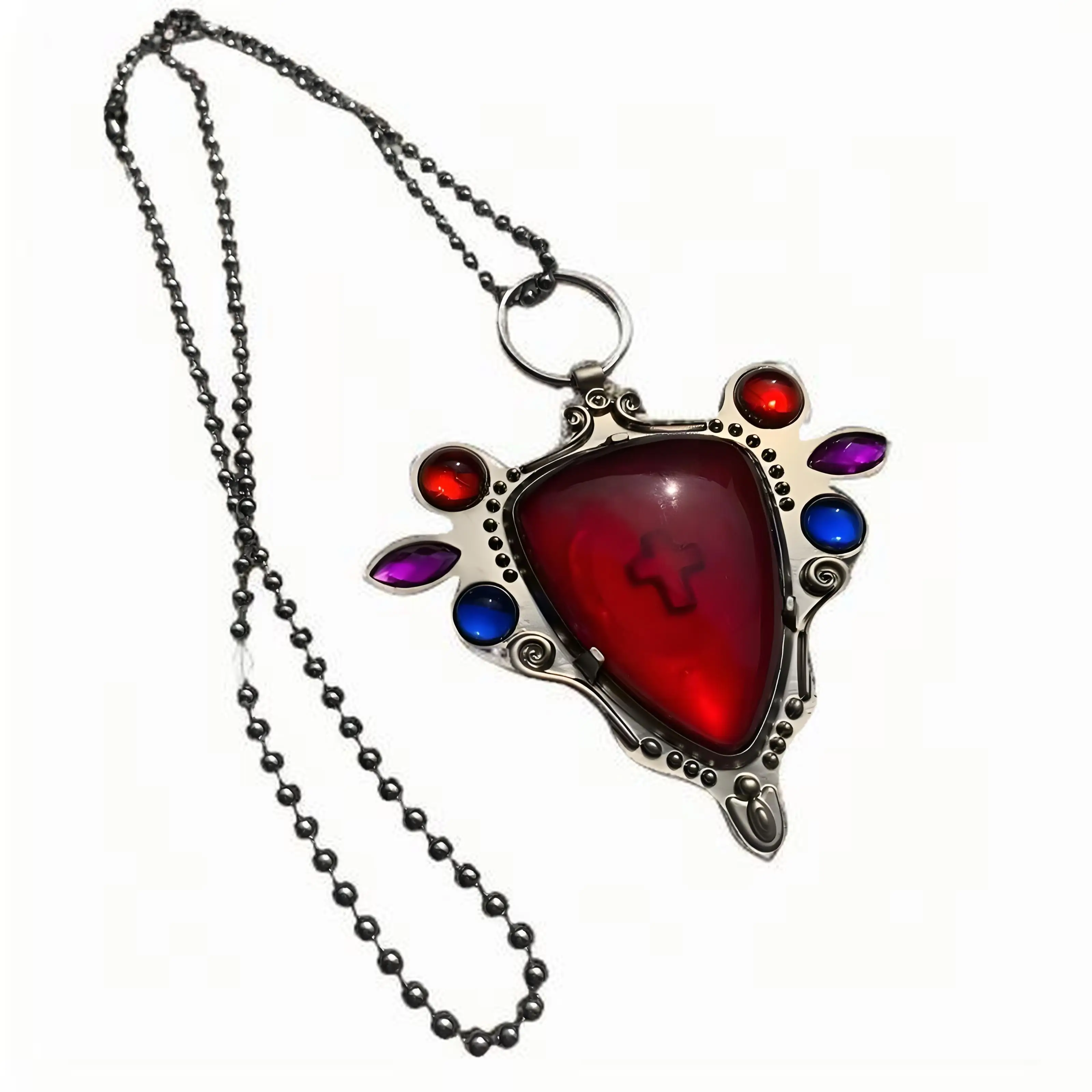 

Ожерелье JoJo's Bizarre Adventure Esidisi с красным камнем – колонна для мужчин Power, реквизит для косплея, сплав, большой размер