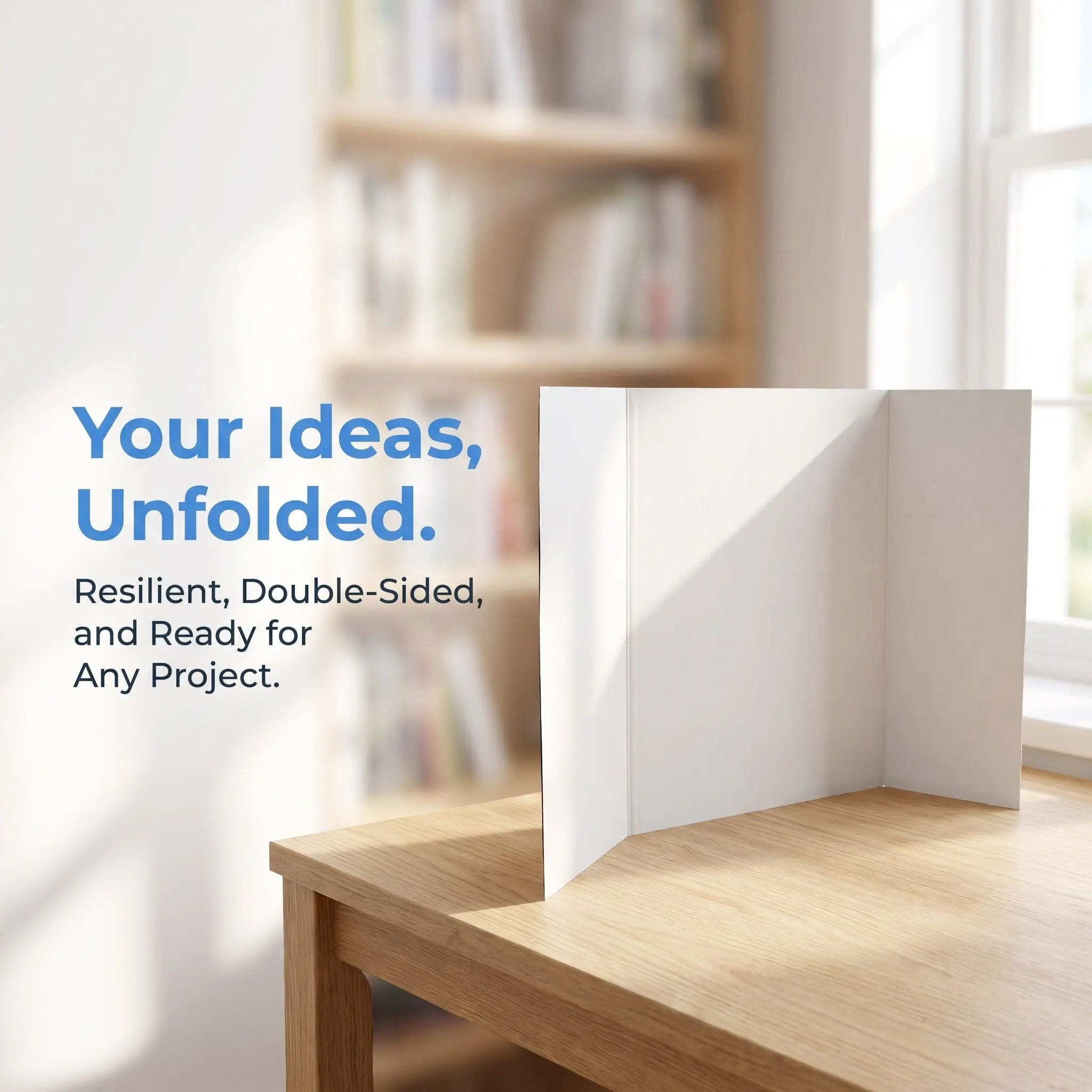 6PCS Trifold Poster Display Board White Corrugated Foldable Presentation Board for Science Fair School Classroom Business