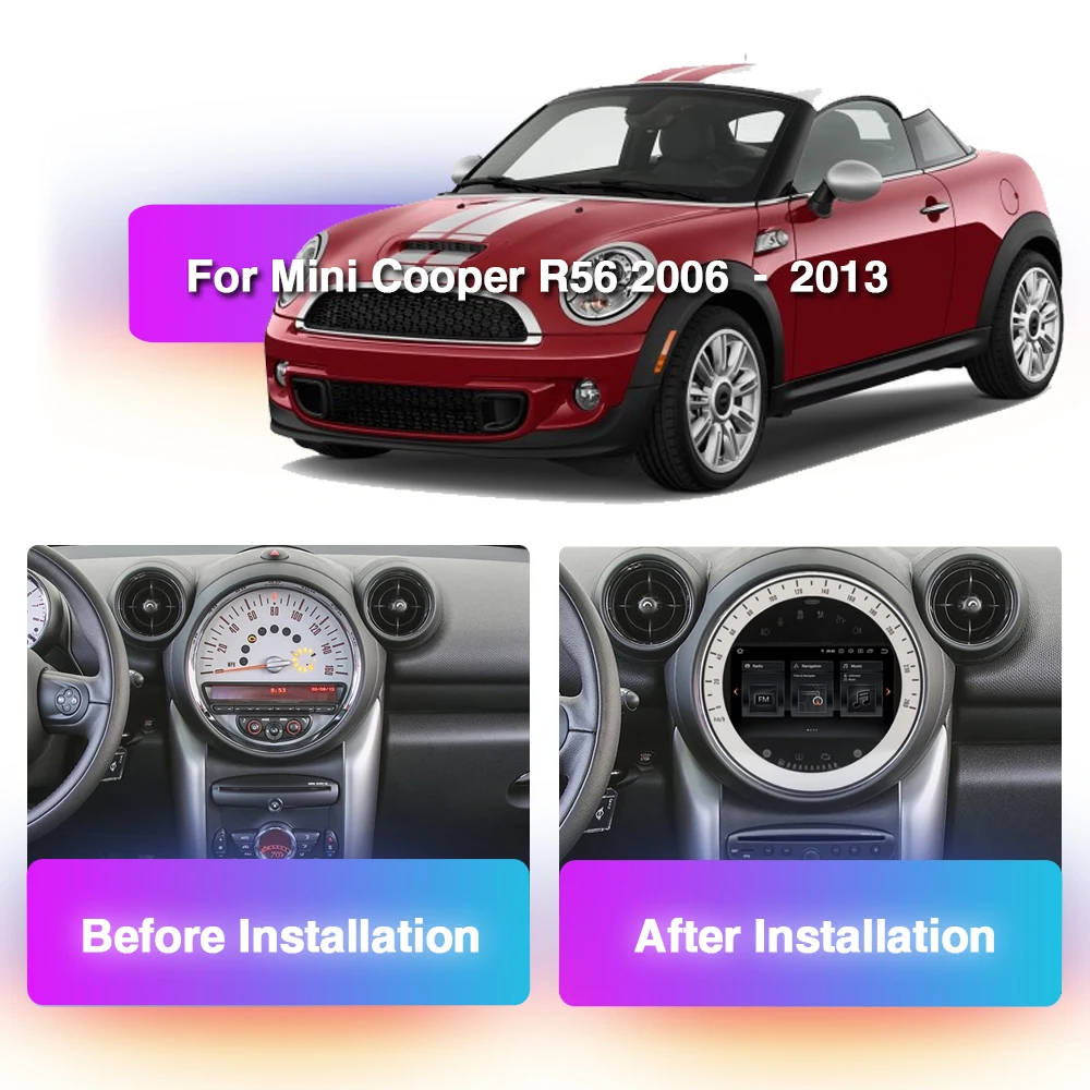 Carplay PX6 2 Din Android 11 Car Multimedia Player For BMW Mini Cooper R56 R57 2007-2013 Navi GPS Radio Stereo Voice Control DSP