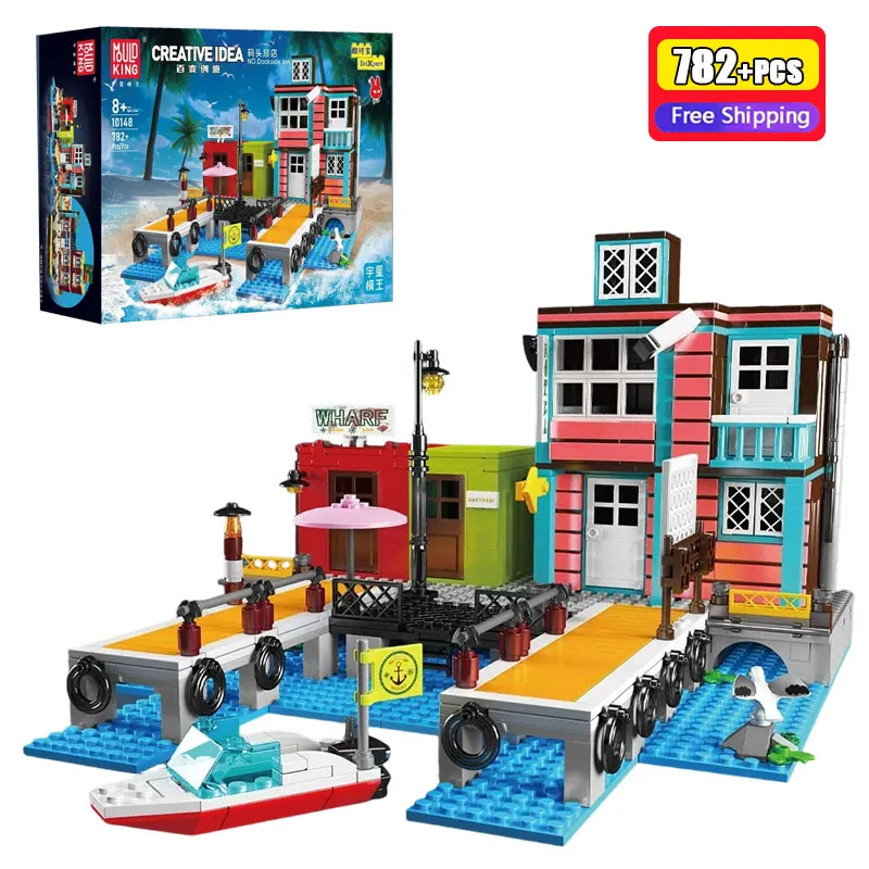 

Mould King 10148 Pier Inn Building Blocks 782pcs MOC City Street View Model DIY Bricks Construction Toy For Adults Kids Gift
