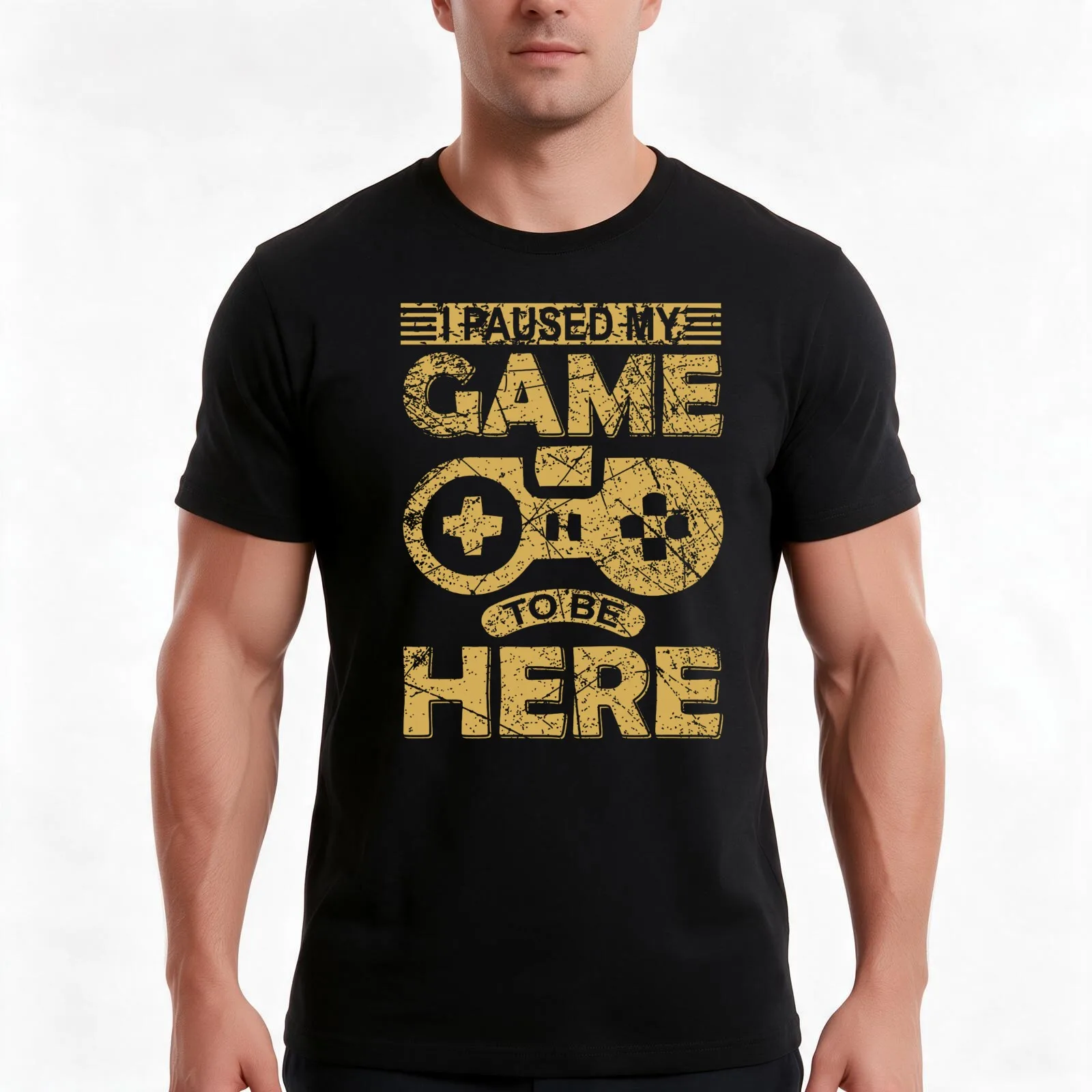 I Paused My Game To Be Here T-Shirt, Summer Casual Cotton Tee, Oversized Streetwear Tops, Vintage Graphic Print, 100% Cotton