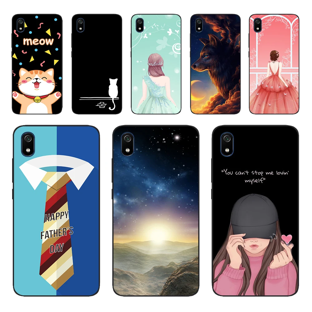 for xiaomi redmi 7a cases full protection soft tpu back cover on redmi 7 a bumper hongmi 7a phone shell soft touch bag coque cat