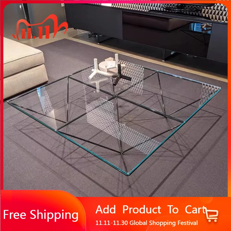 

Прозрачный журнальный столик, небольшой скандинавский эстетический дизайн, стеклянный журнальный столик, стеклянный журнальный столик, мебель Mesas Bajas