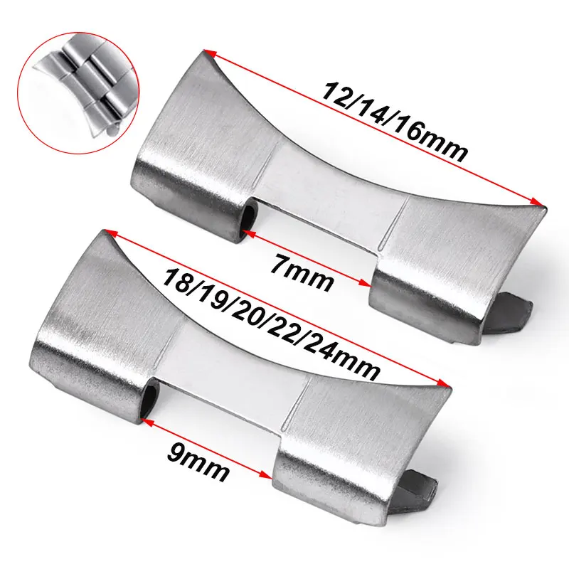 Adaptateur en acier inoxydable pour bracelet de montre Rolex, Oyster, Seiko, connecteur à extrémité incurvée, 12/14/16/18/19/20/22/24mm, accessoires