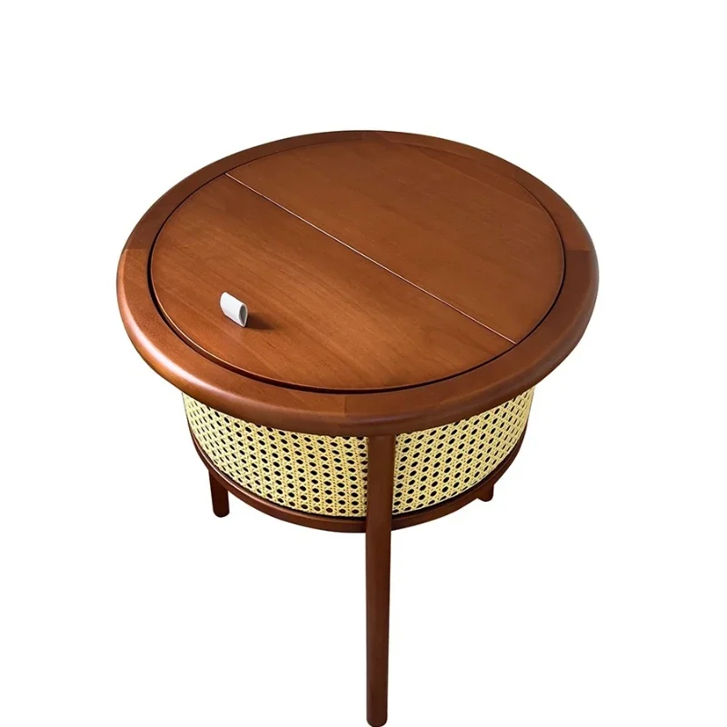 

6 rattan medium and retro side table bedside table solid wood storage bedroom living room corner