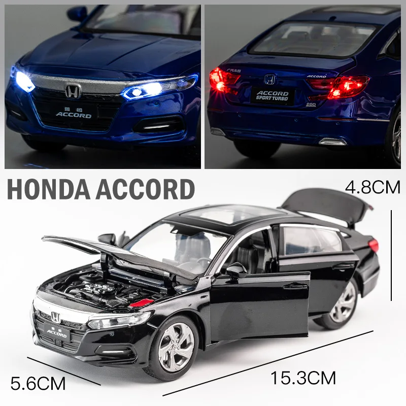 1:32 HONDA Accord Alloy Car Model Diecasts & Toy Vehicles Metal Car Model Collection Sound and Light Simulation Childrens Gifts