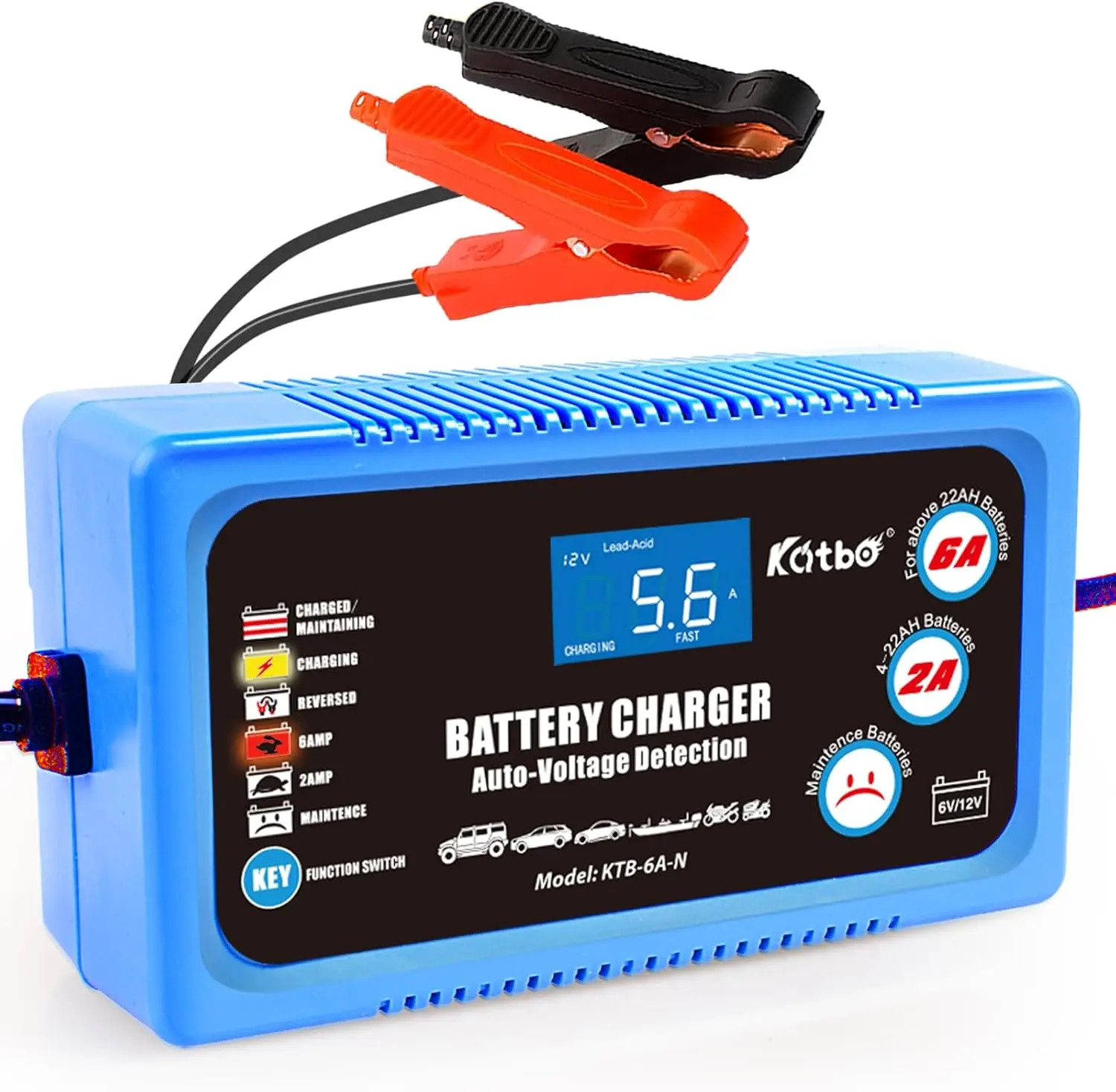 

Умное автомобильное зарядное устройство 12 В, 6 А, с автоматическим обнаружением напряжения и режимами зарядки 2 А/6 А