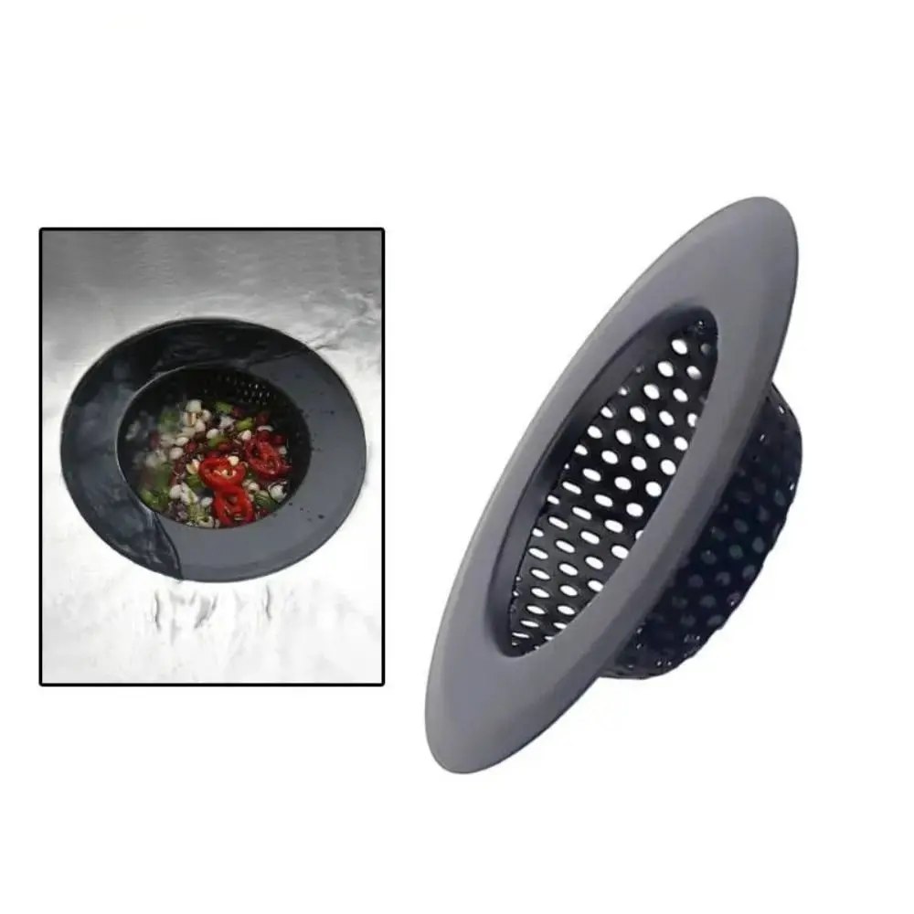 Stainless Steel Sink Strainer With Handle Anti Clog Mesh Trap Hair Clean Up Black Waste Catcher Kitchen Bathroom Accessories