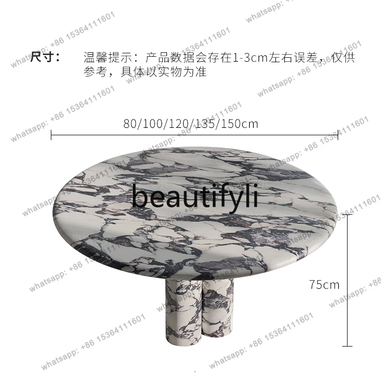 Marble dining table French retro light luxury villa large flat layer designer round table