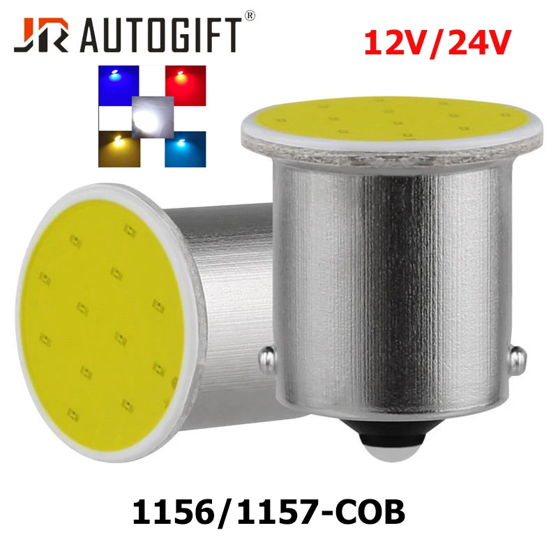 

1000 шт. автомобильных светодиодных ламп COB P21W 1156 BA15S для указателей поворота, P21/5W BAY15 1157 для заднего хода, стоп-сигналов и габаритных огней, 12В 24В, красные, желтые