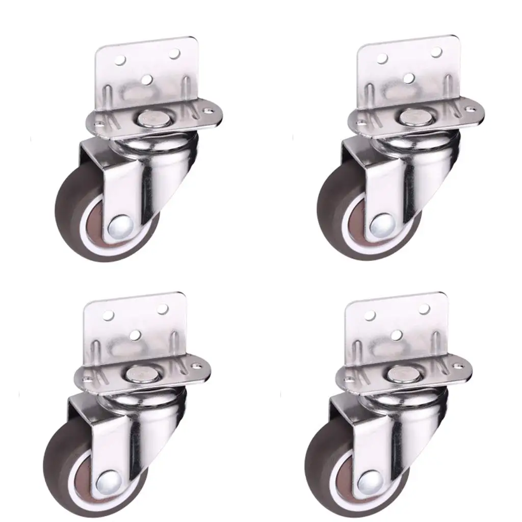 

4 Pcs 1 Inch Side Mounting Casters TPE Swivel Plated Caster Wheels L- Shaped Mute Wheel, Replacement for Baby Bed