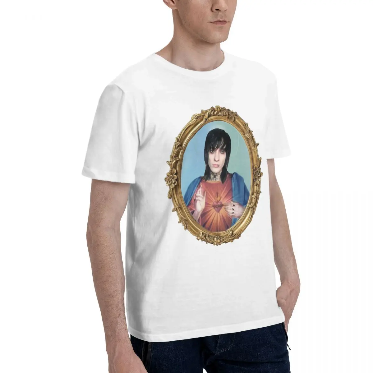 Johnnie Guilbert Jesus Men T Shirt Creative Tees Short Sleeve Crew Neck T-Shirt Pure Cotton Summer Clothing