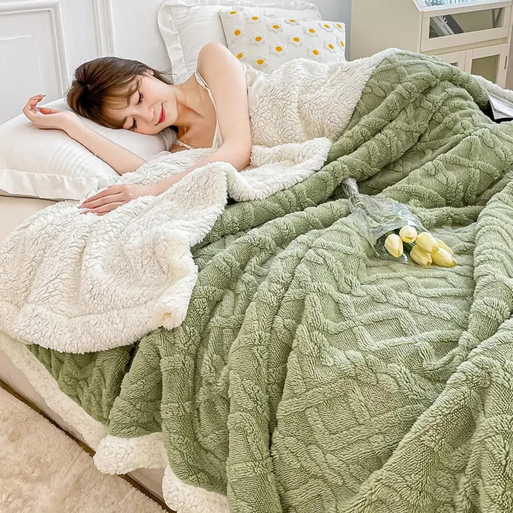 Double Layer Sherpa Blanket Double Layer Snuggle Blanket Air Conditioning Sleeping Blanket Warm Sofa Blanket Nights Blanket