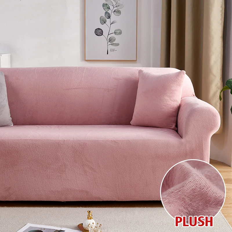 Plush Fabric Sofa Covers for Living Room 1/2/3/4 Seats Elastic Stretch Couch Cover L Shaped Sofa Slipcover Furniture Protector