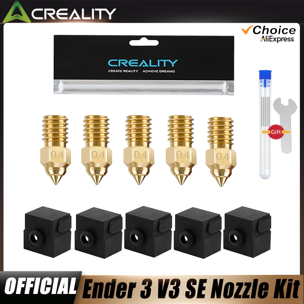 Oficjalne dysze Creality Ender 3 V3 SE 0,4 mm 5 szt. Szybkoschnące dysze mosiężne M6 Dysza do ekstrudera Hotend do Ender 5 S1/Ender 7