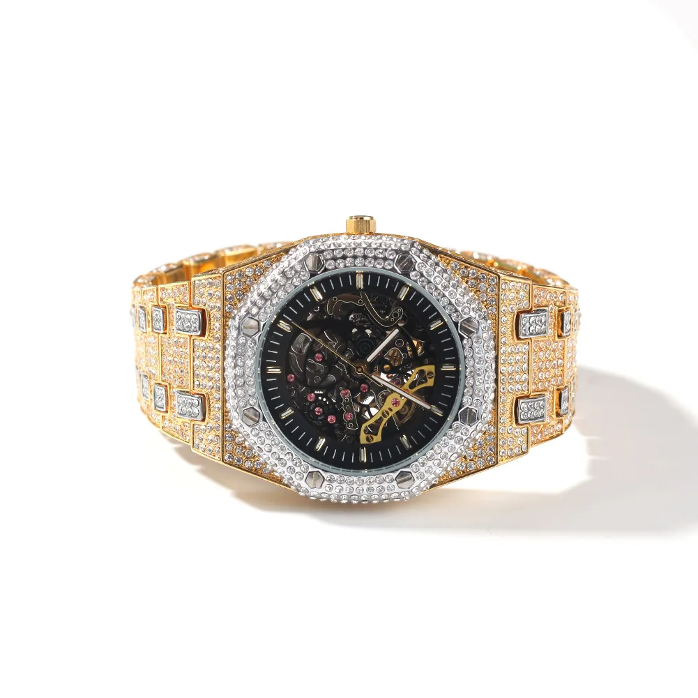 

WJ-10398 Fashionable High Quality Elegant Luxury Watch Quartz Full Diamond Watches Hip-Hop All Stainless Steel Wrist Men Watches