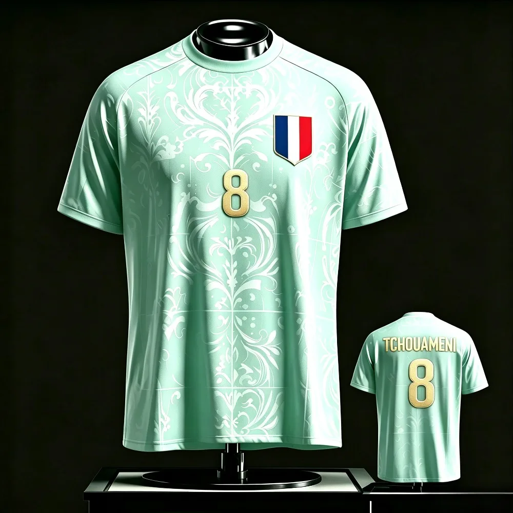 2026 France Fan Edition Soccer Jersey Mint Green T-Shirt Summer Breathable Quick Dry Tops Outdoor Sports Short Sleeve Tee Unisex