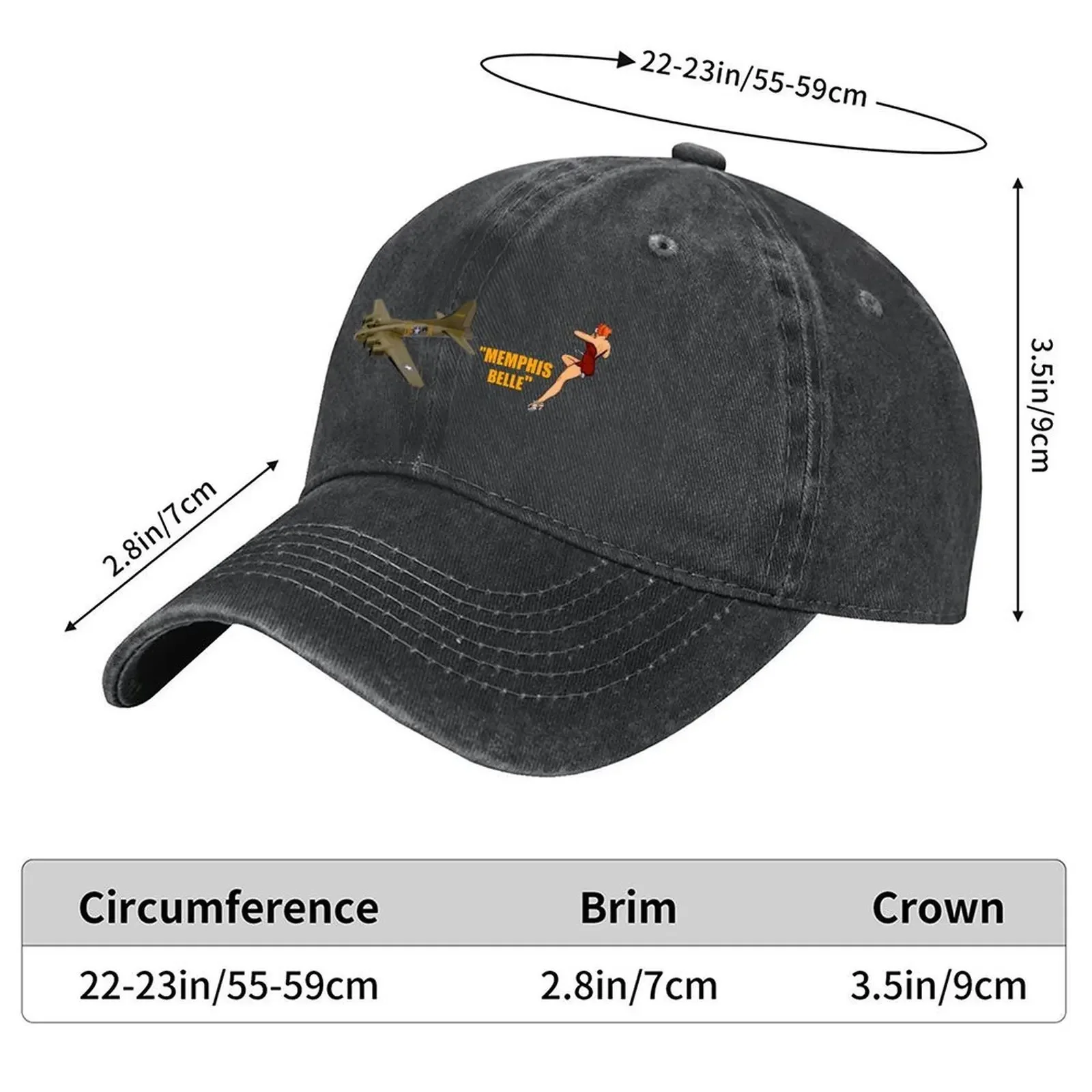 New Famous Aircraft B-17 Memphis Belle Baseball Cap Cosplay birthday Thermal Visor black For Women Men's