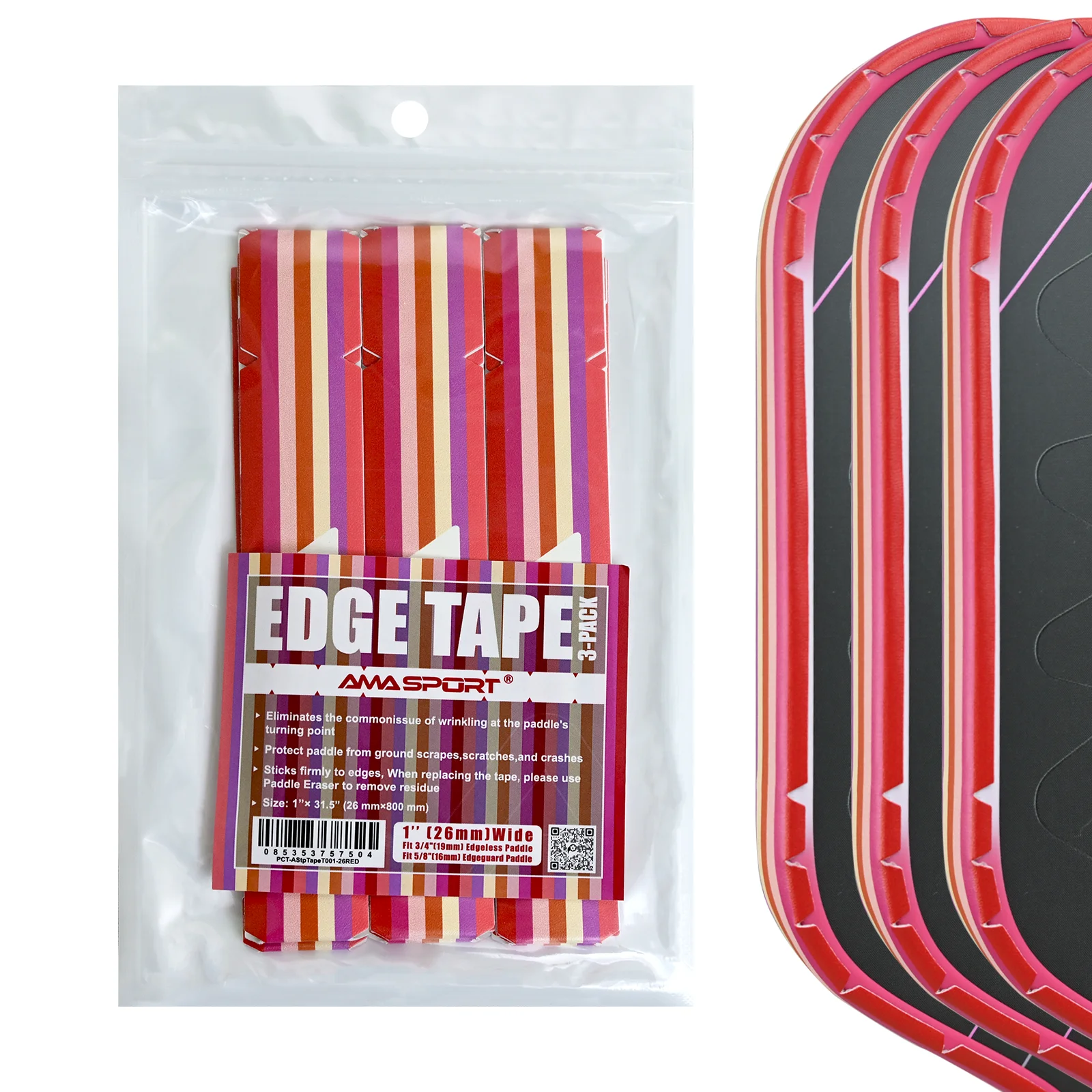 

AMA SPORT Защитная лента для кромок Pickleball Защитные ленты для пиклбола 3 7 цветов Лента для кромок шириной 23 мм и 26 мм без морщин