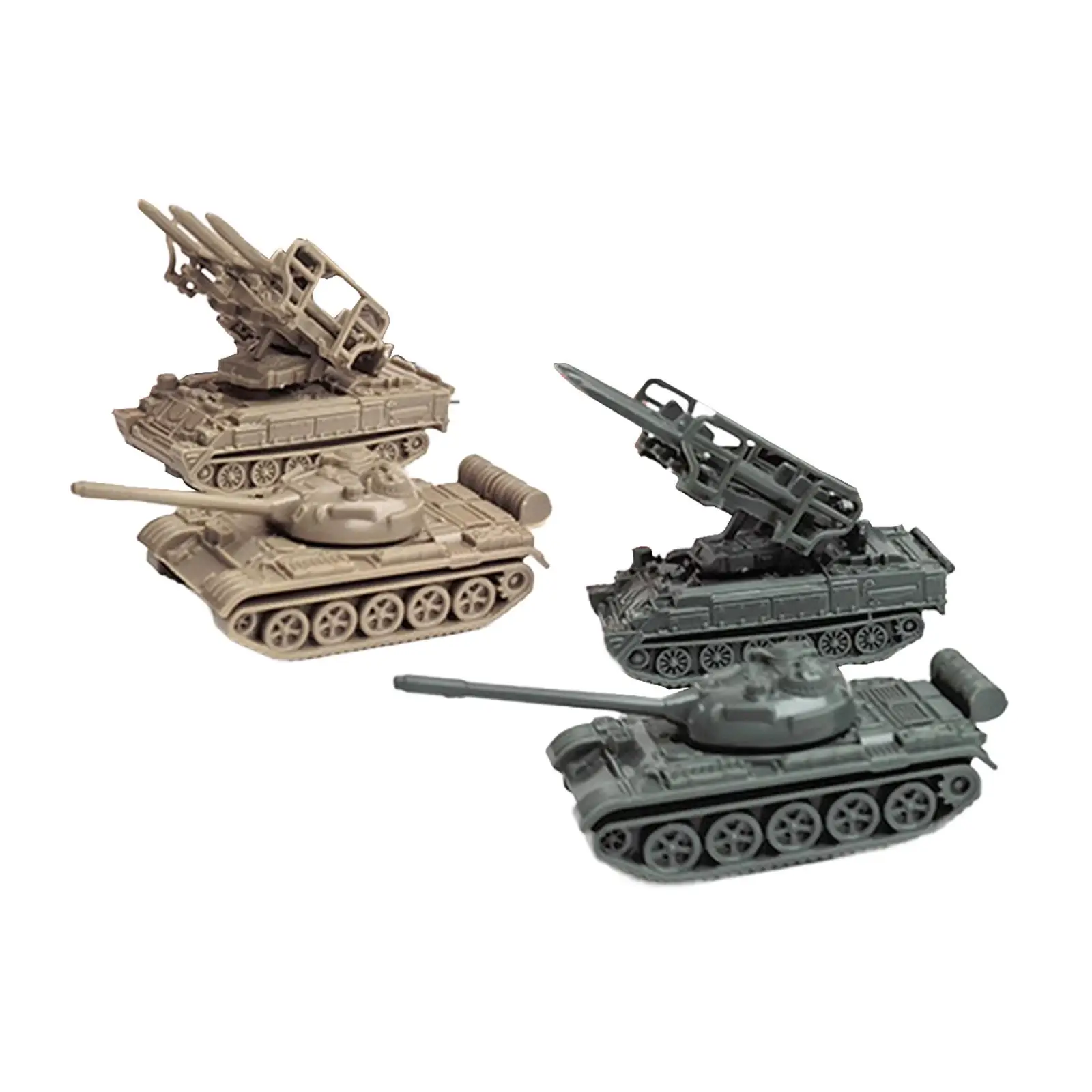 4 Pieces 1/144 Tank Model Ornaments Building Kits Home Decor 4D Modern Tank