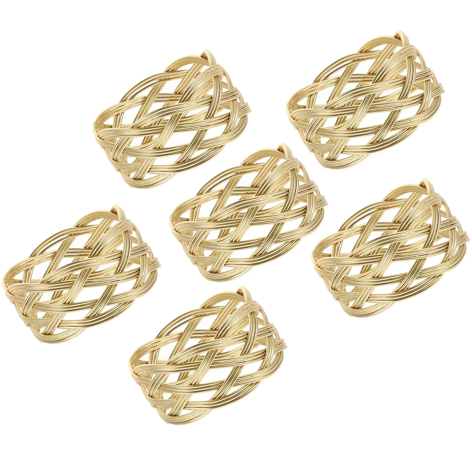 

6Pcs Metal Mesh Napkin Rings Decorative Napkin Holders for Wedding Banquet Dinner Table Decoration Elegant Dining Party Buckles