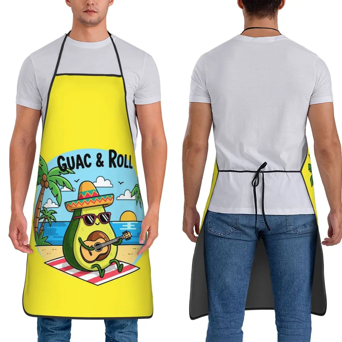 

Фартук Guac & Roll для шеф-повара, приготовления пищи, выпечки, нагрудник без рукавов, кухонный фартук для чистки для женщин и мужчин, рисунок