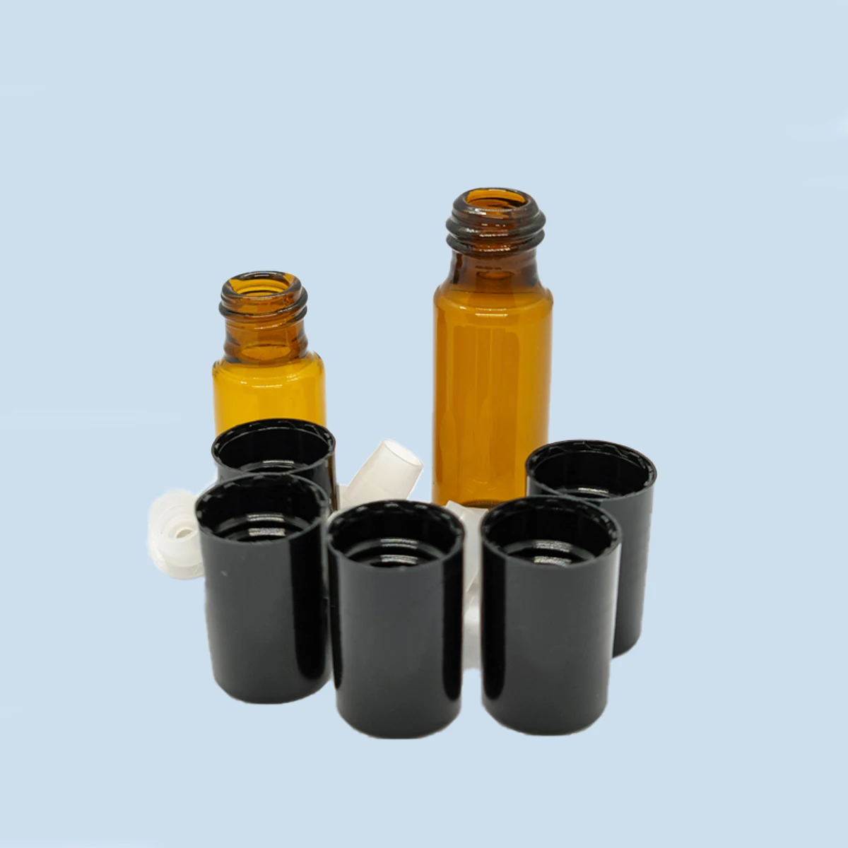 20/30/50/100pcs 3ml 5ml 10ml Amber Thin Glass Roll on Bottle Refillable Sample Test Essential Oil Vials with Roller Metal Ball