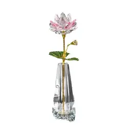 Crystal Lotus Flower Ornament Home Decor Living Room Bedroom Home Crystal Crafts Ornament Lotus Birthday Gift Christmas Gift Gra