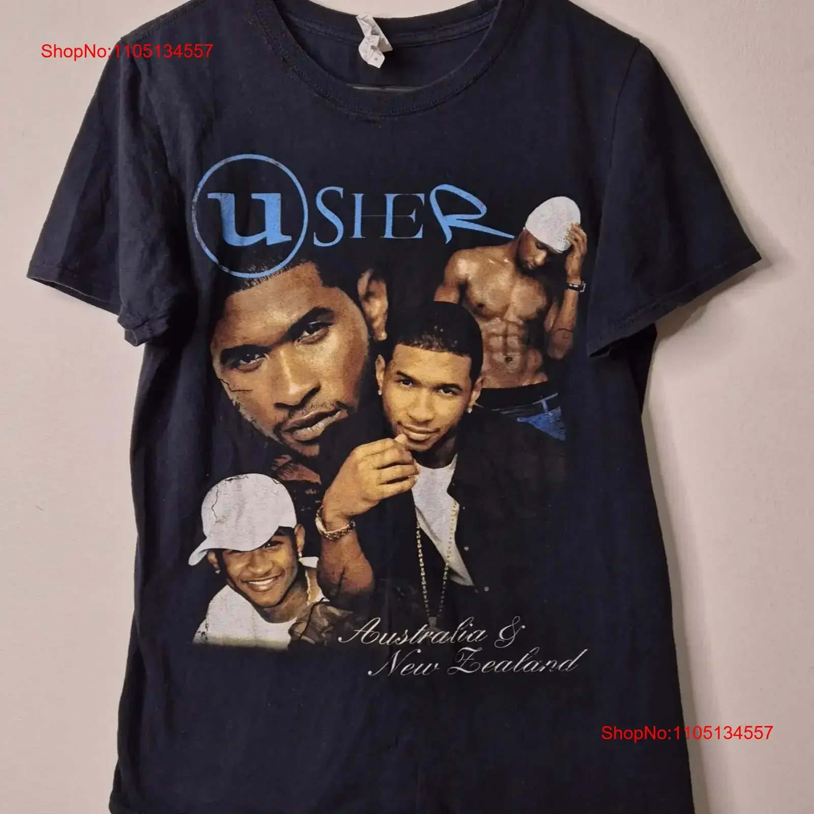 Usher Australia New Zealand Tour T Shirt Size S American Singer Songwriter vintage Washed fashion Versatile Stylish homme