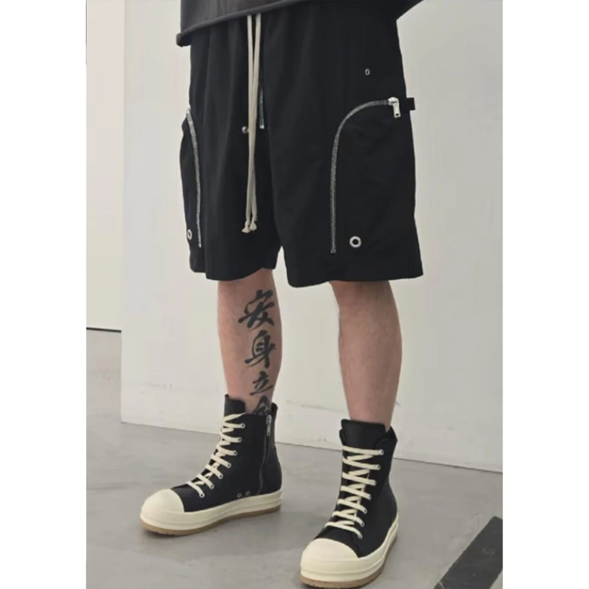 American Style Pure Color Functional Workwear Shorts Men's Trendy Loose Straight Leg mid Waist Design Casual Five-Quarter Pants