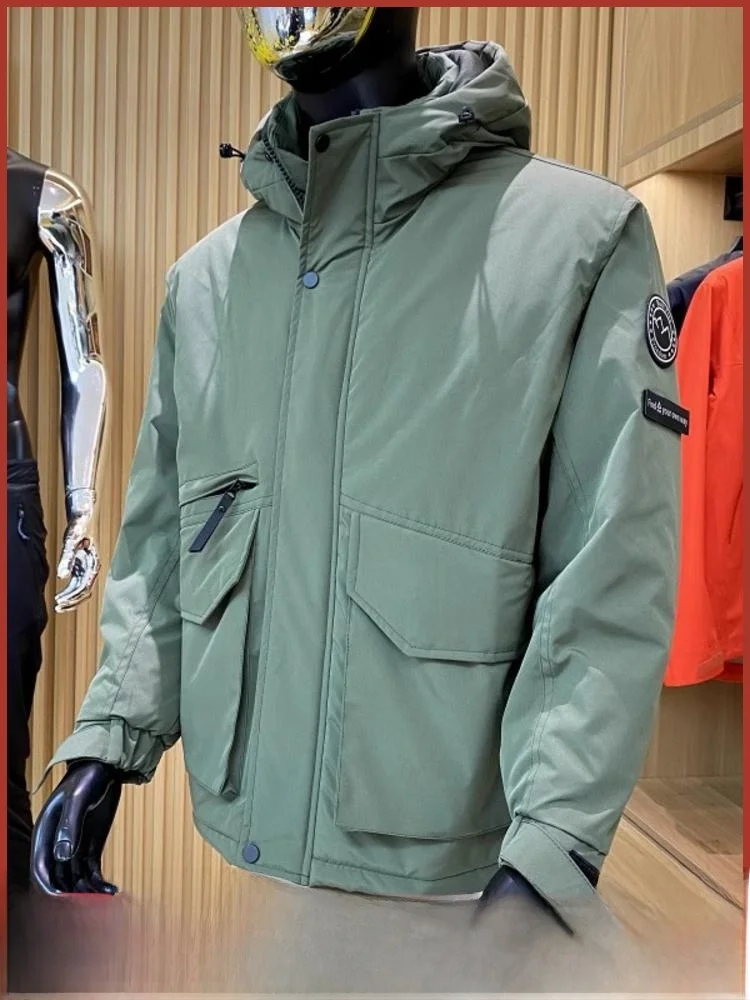 

aphene Self-Heating Men's Outdoor Workwear Cotton Jaet Faionable Winter Coat Warm Stand Fit Regular Length Hooded