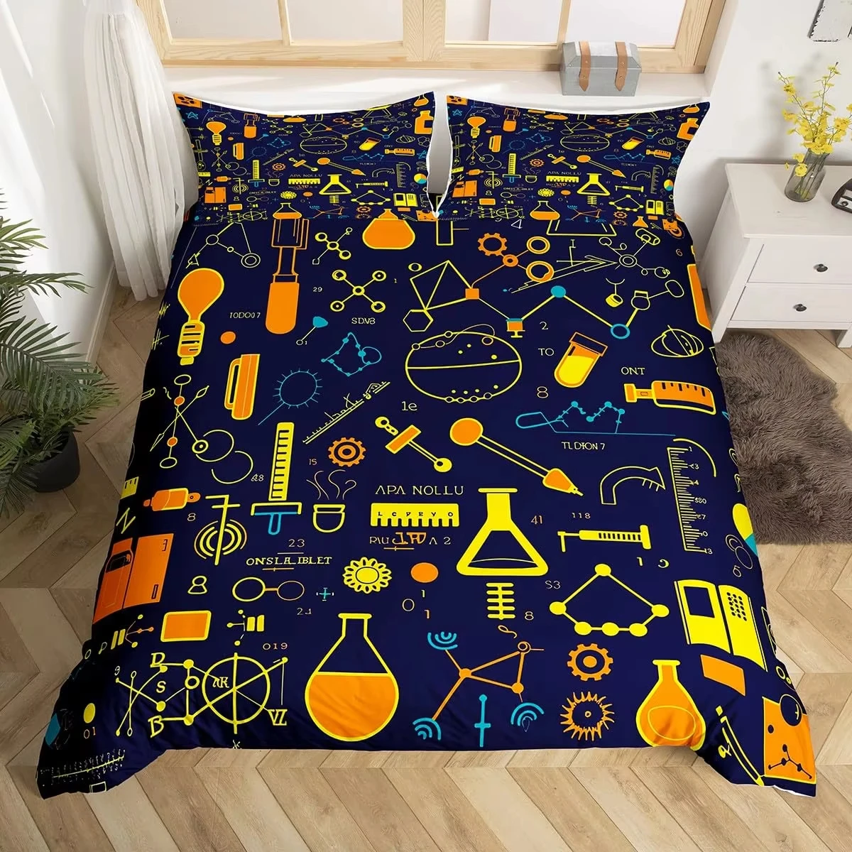 Chemical Equation Bedding Set Chemistry Duvet Cover Molecular Formula Comforter Cover Education Dorm Room Decor Soft Quilt Cover