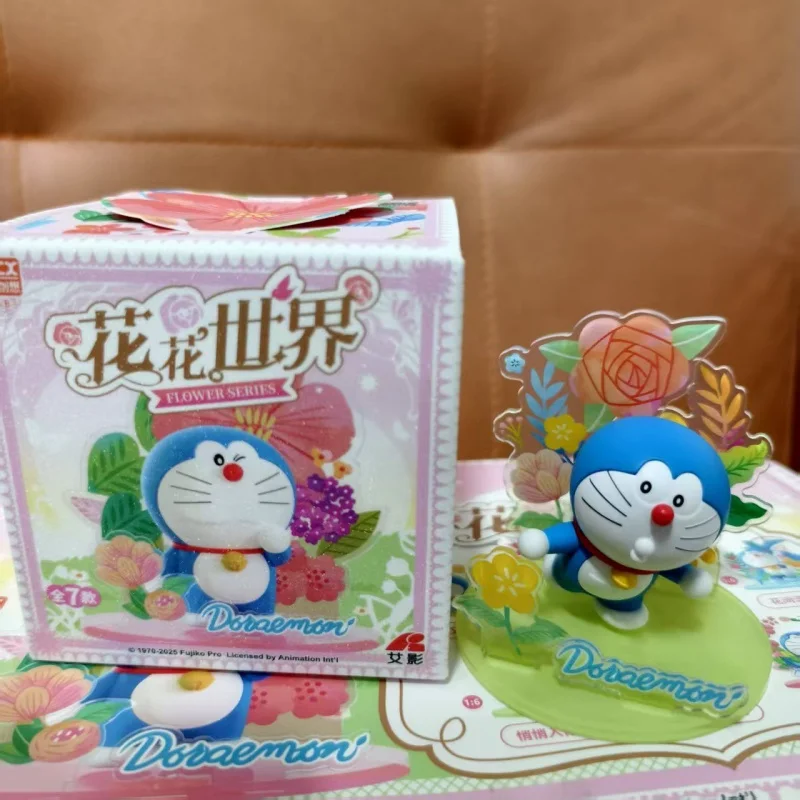 New Cartoon Anime Ornaments Doramon Blind Box Flower Series Acrylic Scene Ornaments Doll Peripheral Desktop Ornament Toys Gift