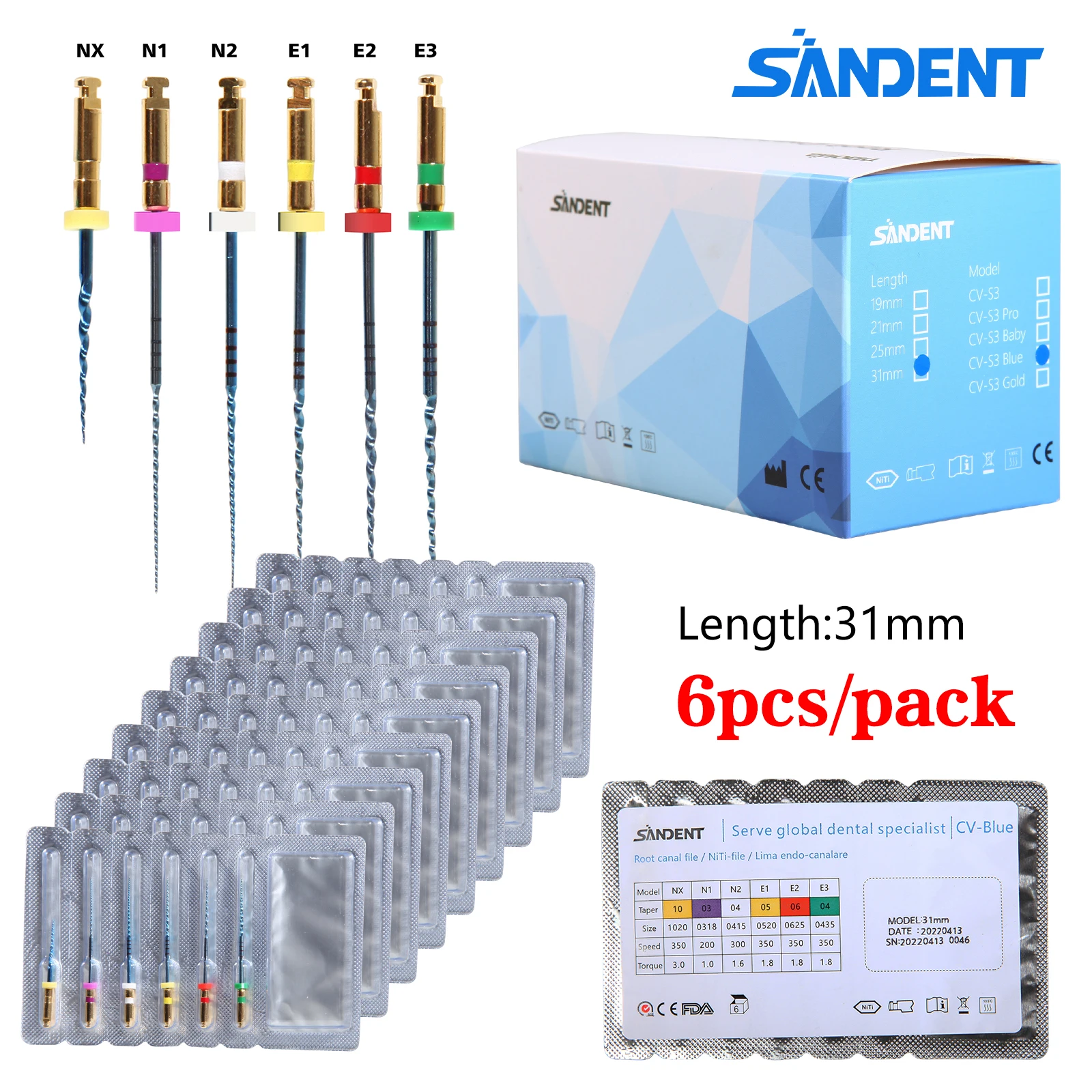 

1-10 упаковок, стоматологический двигатель NiTi Super Files, 31 мм, роторный эндодонтический эндодонтический двигатель, корневой канал, 6 шт.