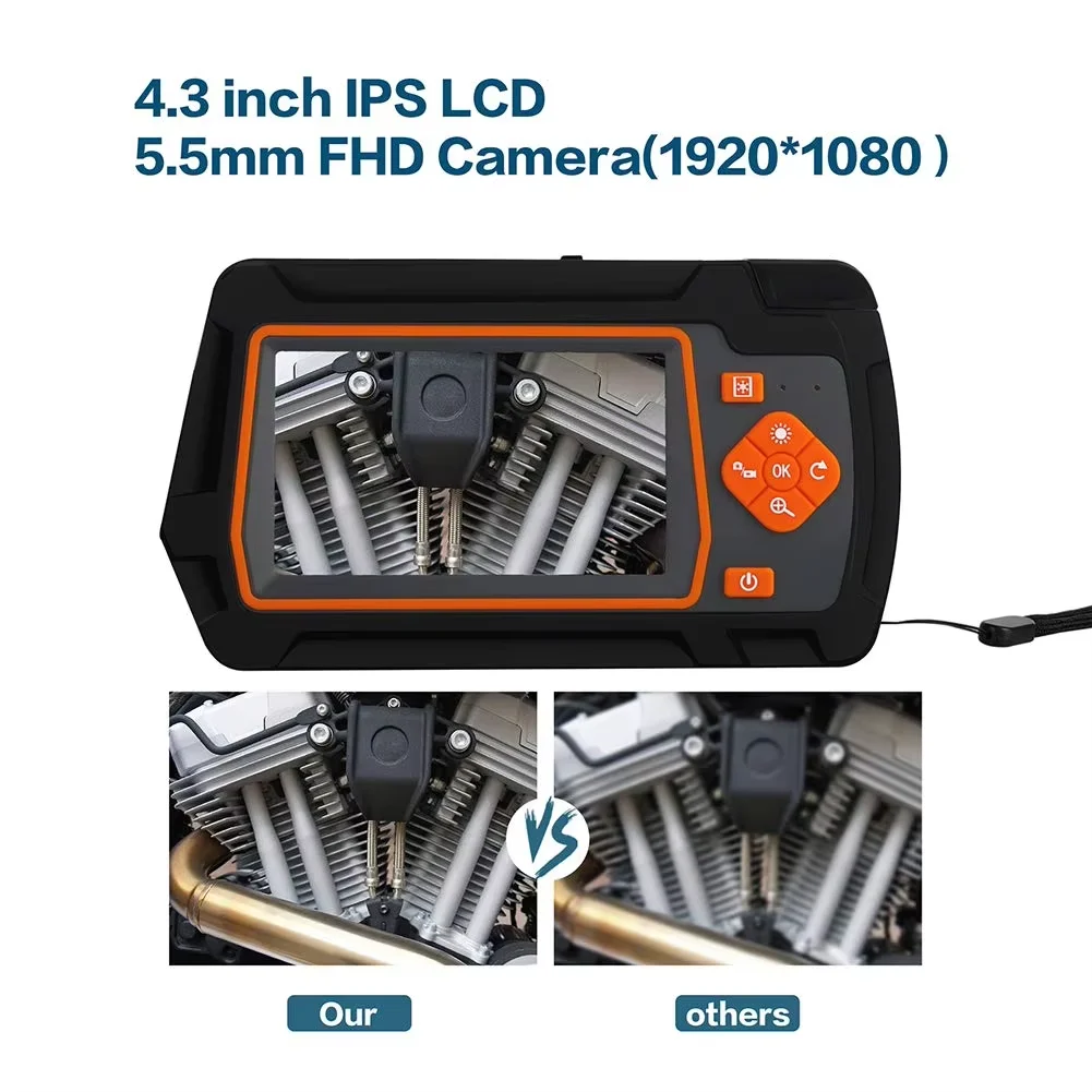 Imagem -02 - Lente Dupla 4.3 Polegada Tela Ips Câmera Endoscópica Industrial hd 1080p com 32g para Carro Esgoto Tubo de Motor Inspeção Boroscópio 5.5 mm