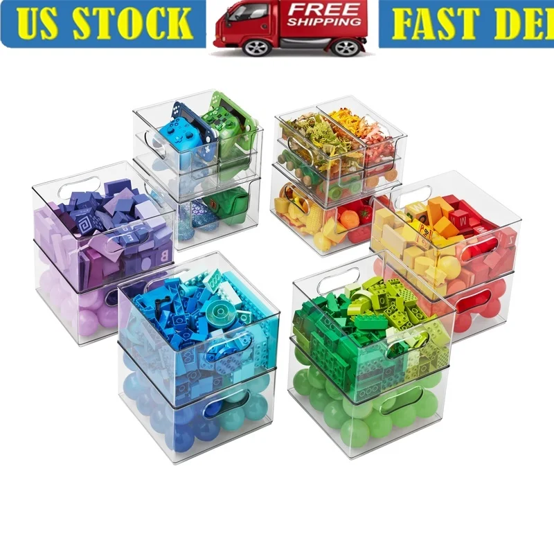 

20-Piece Modular Clear Plastic Storage Bins Set Stackable Bin System Toy Kitchen Craft Organization Essential Storage Solution