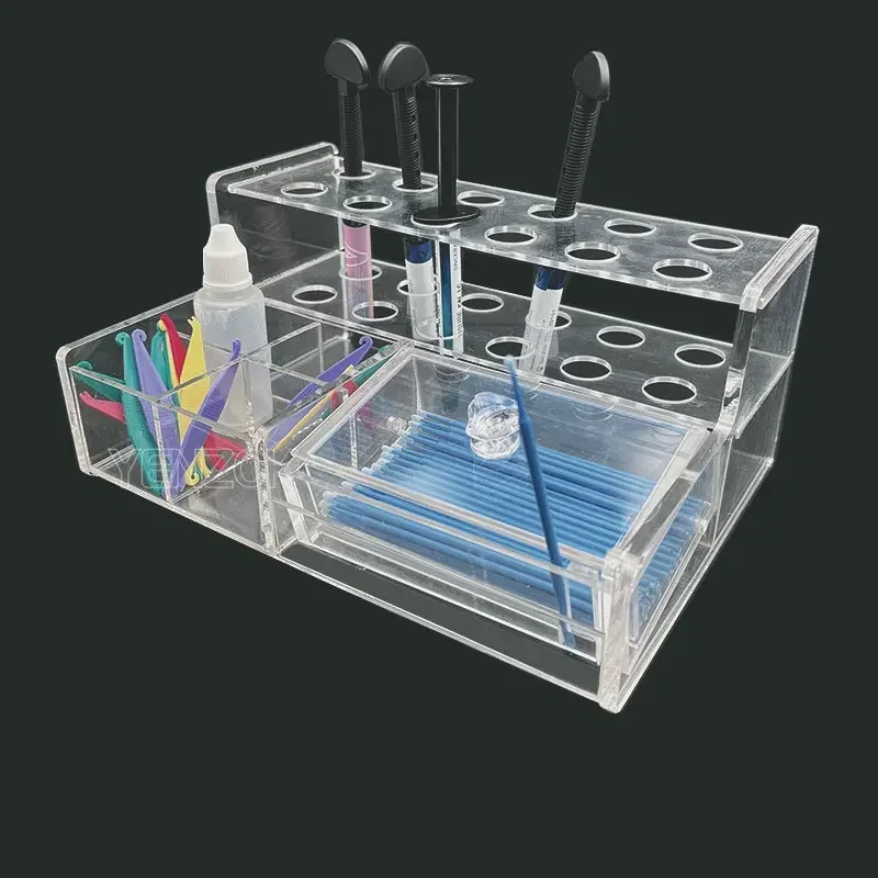 Dental Acrylic Organizer Dental Holder for Syringe Resin Adhesive Applicator Dental Storage Box