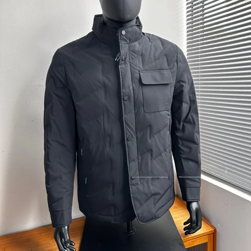 

Мужская пуховая куртка Homesi 90 Du с полным наполнением пухом, теплая, для деловых поездок, с воротником-стойкой, длинными рукавами, на пуговицах