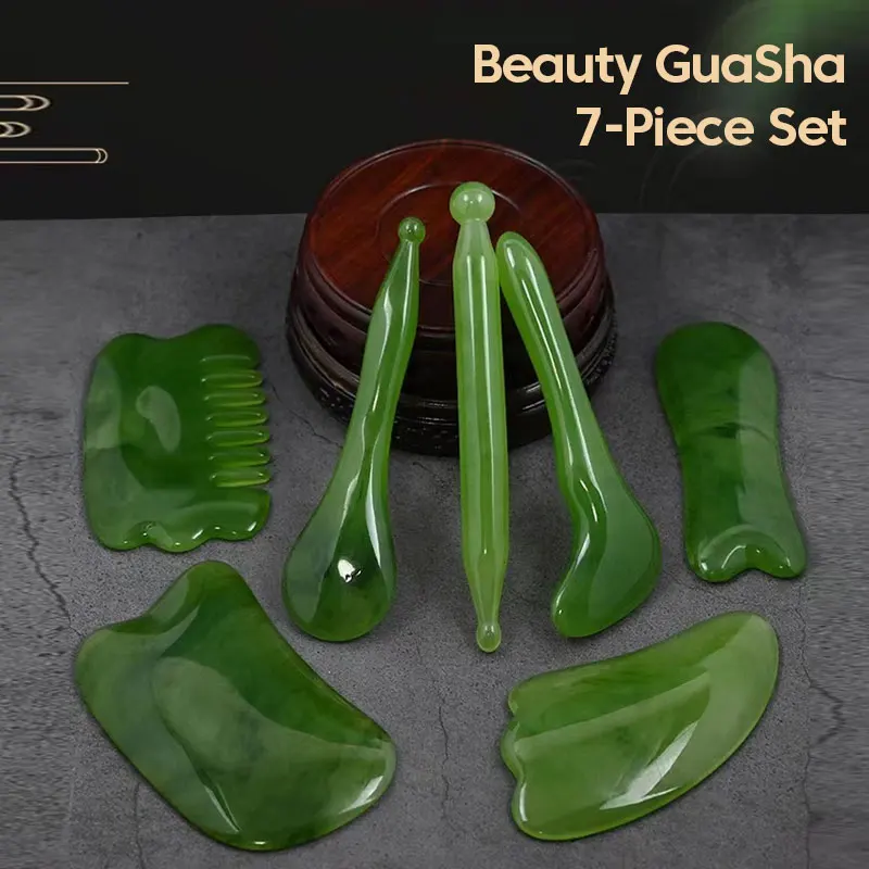 7Pcs Beeswax Guasha Scraping Massage Scraper Face Massager Acupuncture Gua Sha Board Acupoint Face Eye Care SPA Massage Tool