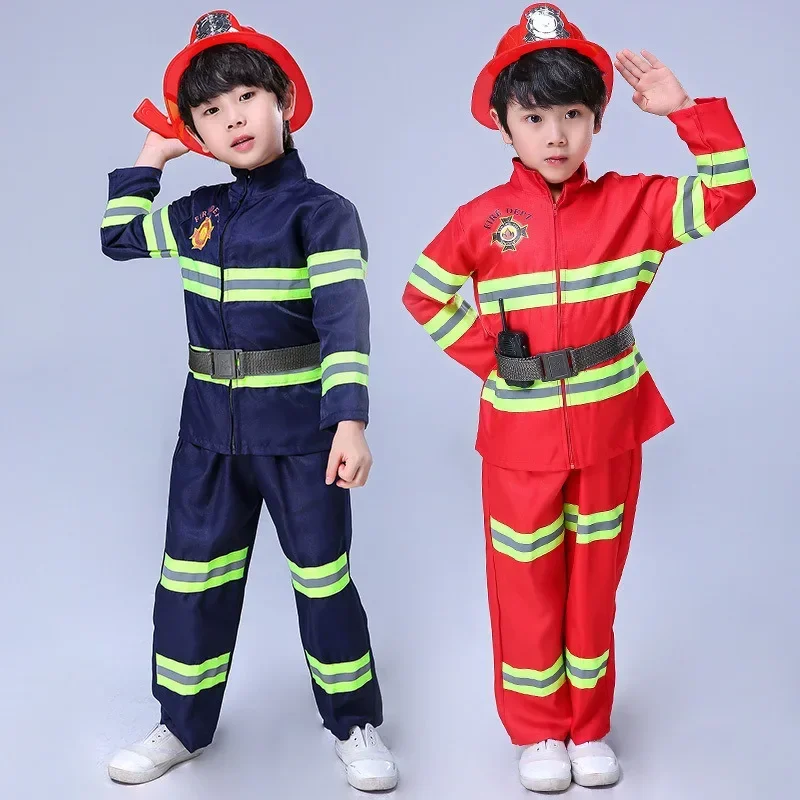2026 Fireman Firefighter Costume Toys with Complete Accessories for Boys and Girls Birthday Halloween Party Dress Up Navy Blue - view 2