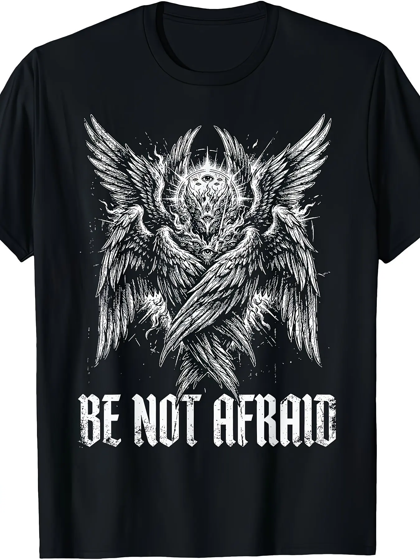 Fearless Angel Wings Printed Short Sleeve T-Shirt Men's T-Shirt Breathable Lightweight Summer Casual Round Neck Anti-Wrinkle Solid Color Suitable for Office Gym Daily Wear