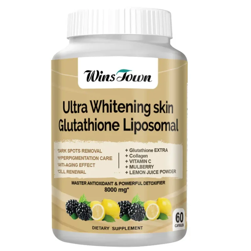 60 Pcs Ultra Whitening Skin Glutathione Liposomal Capsule 8000mg and lightens spots