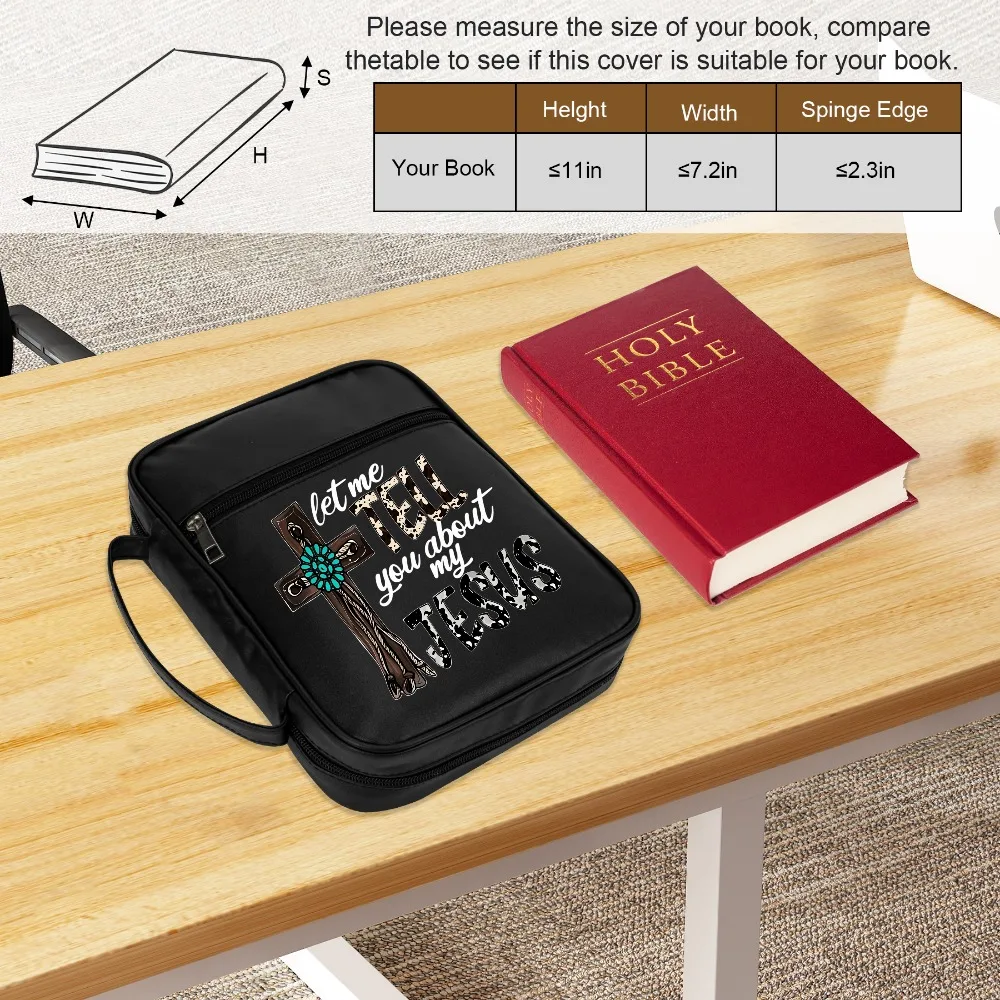 Christian Bible Cover with Handle, Let Me Tell You about My Jesus Print Zipper Bible Case