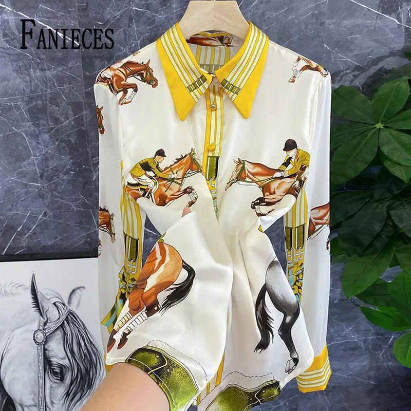 

FANIECES S-4XL Women Shirts and Blouses 2023 Long Sleeve Turn-down Collar Spring Shirt OL Style Women Loose Blouse blusas блузка