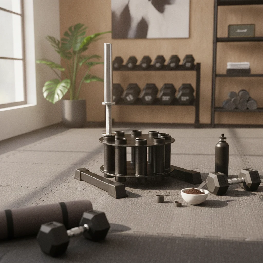 Rotating Barbell Rack Compact Metal Barbell Storage Rack Commercial-Grade Steel Rust-Resistant Finish