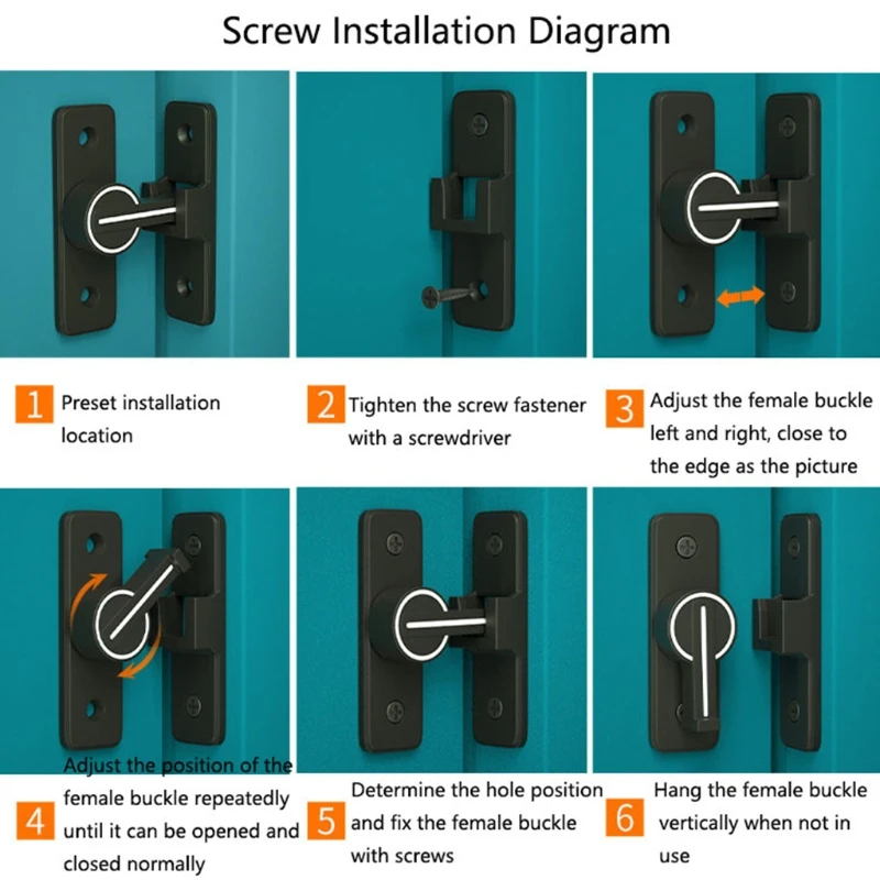 90/180 Degree Anti Theft Door for Latch Twist Lock for Gates Bathrooms Toilets Dropship