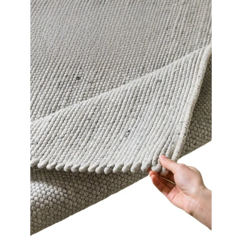 Wool handmade living room carpet simple solid color weaving high sense