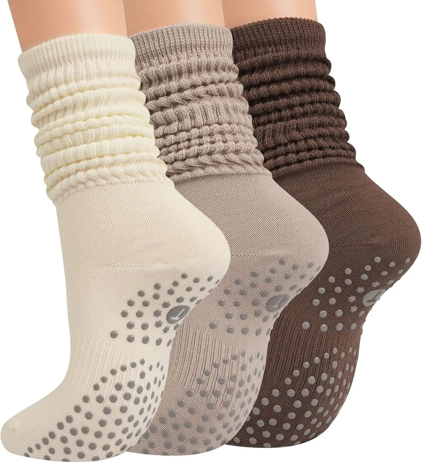

Women's Grip Pilates Socks for Yoga, Barre Workout, and Hospital Use - Slouch Scrunch Slipper Socks